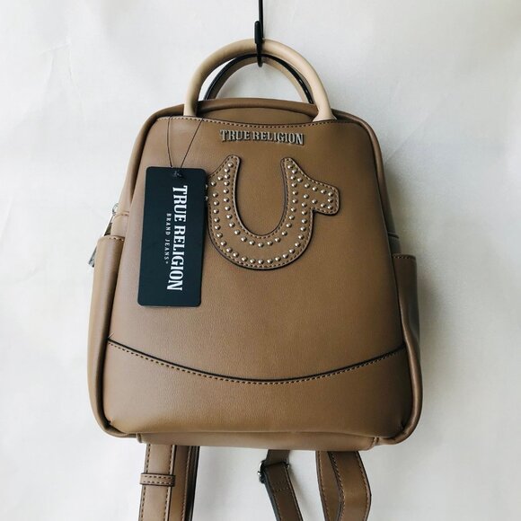 TRUE RELIGION LOGO BACKPACK Brown faux leather   8\